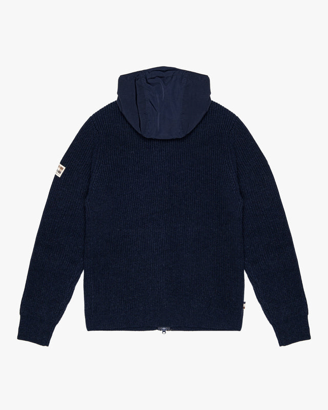 LAMBSWOOL HOODED FZ KNIT