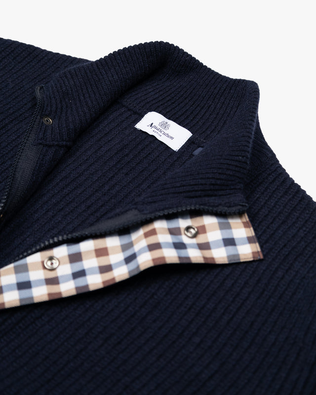 LAMBSWOOL MOCKNECK FZ KNIT