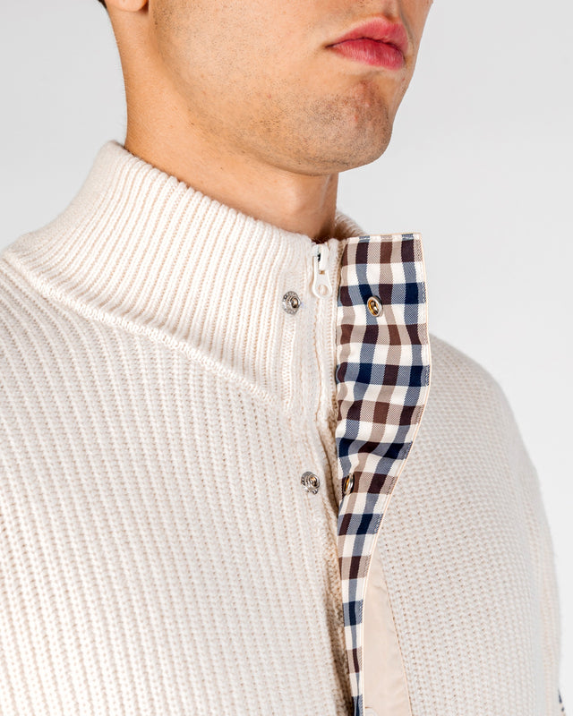 LAMBSWOOL MOCKNECK FZ KNIT