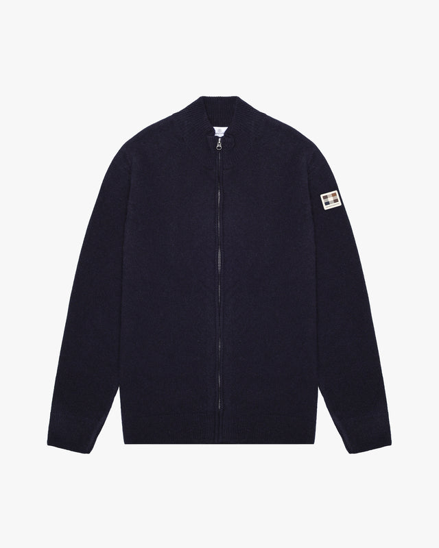 LAMBSWOOL FZ PATCH KNIT