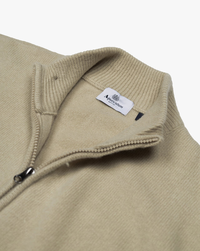 LAMBSWOOL FZ PATCH KNIT