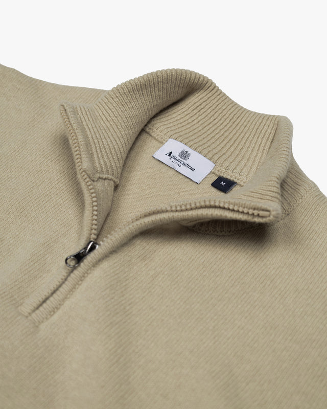 LAMBSWOOL 1/4 ZIPPED KNIT