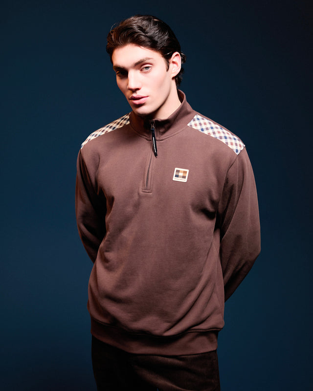 CHECK SHOULDER 1/4 ZIP FLEECE