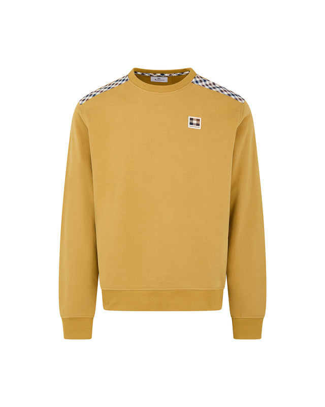 CHECK SHOULDER CREWNECK FLEECE