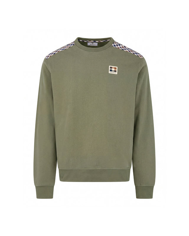 CHECK SHOULDER CREWNECK FLEECE