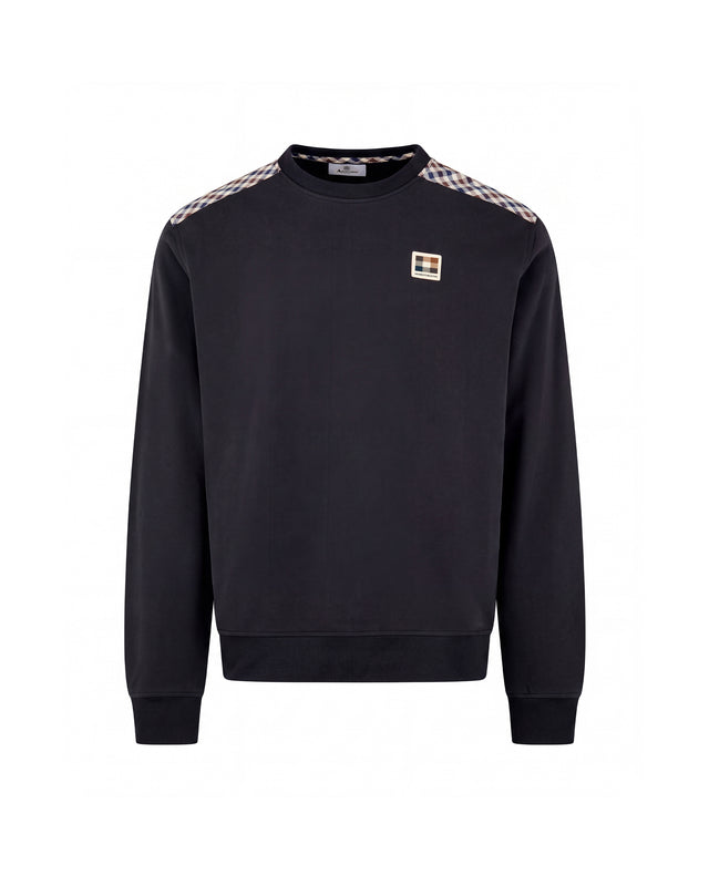 CHECK SHOULDER CREWNECK FLEECE