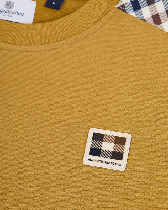 CHECK SHOULDER CREWNECK FLEECE
