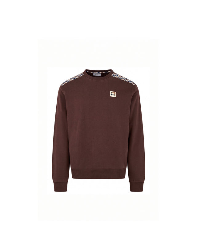 CHECK SHOULDER CREWNECK FLEECE