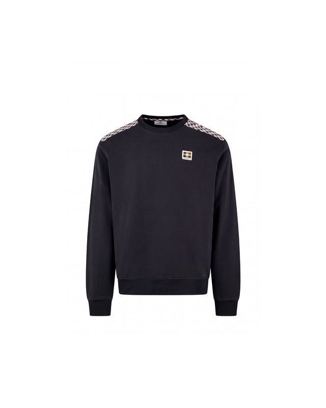 CHECK SHOULDER CREWNECK FLEECE