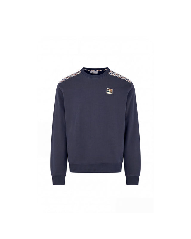 CHECK SHOULDER CREWNECK FLEECE
