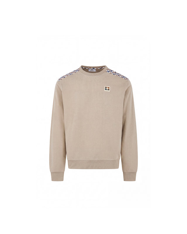 CHECK SHOULDER CREWNECK FLEECE
