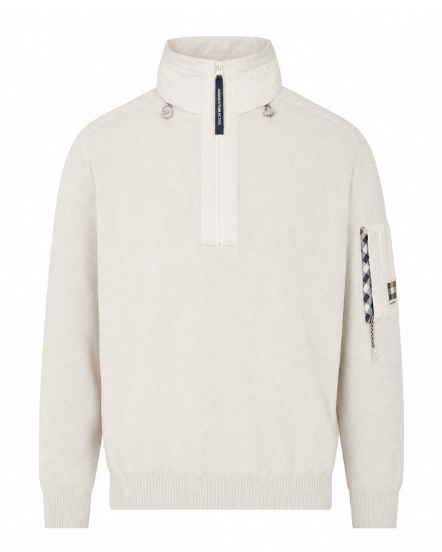 COTTON KNIT 1/4 ZIP SWEATER