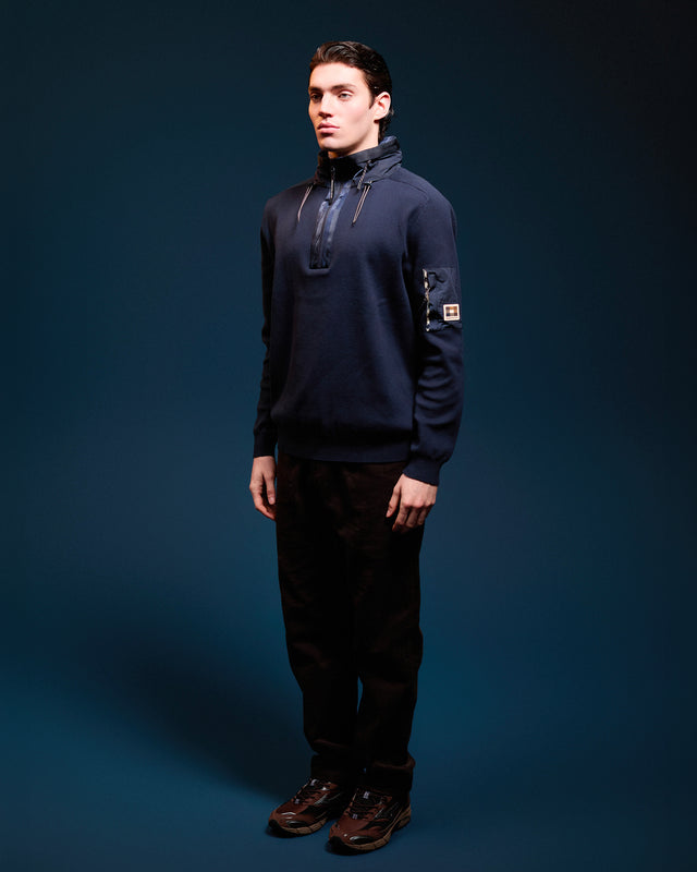 COTTON KNIT 1/4 ZIP SWEATER
