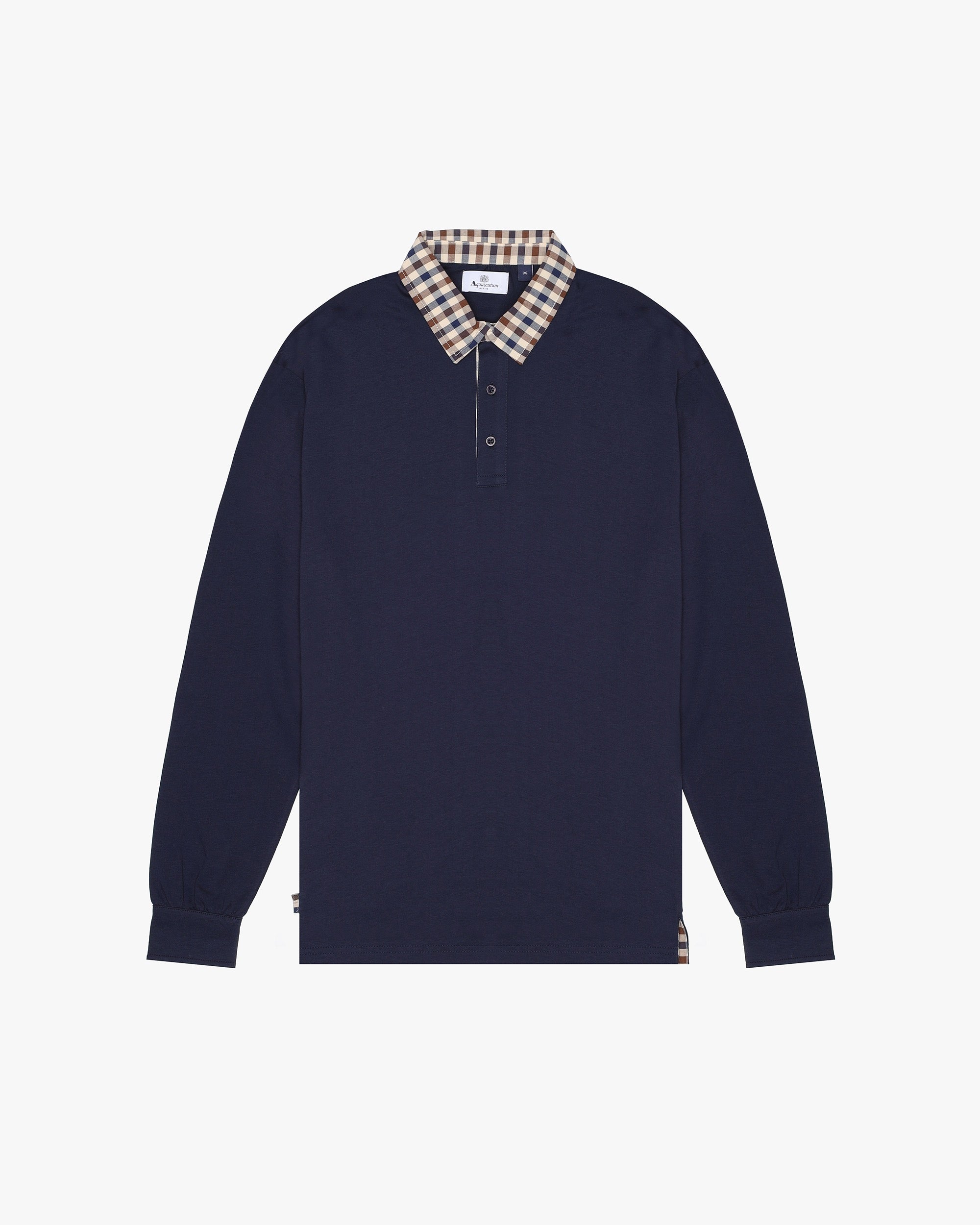 Aquascutum LONGSLEEVE CLUB CHECK COLLAR POLO – Aquascutum Active