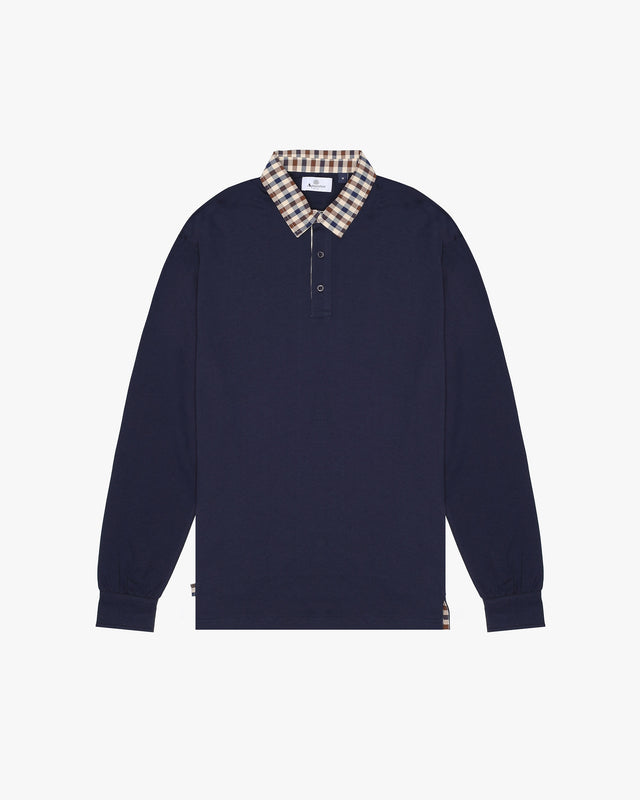 Aquascutum LONGSLEEVE CLUB CHECK COLLAR POLO – Aquascutum Active