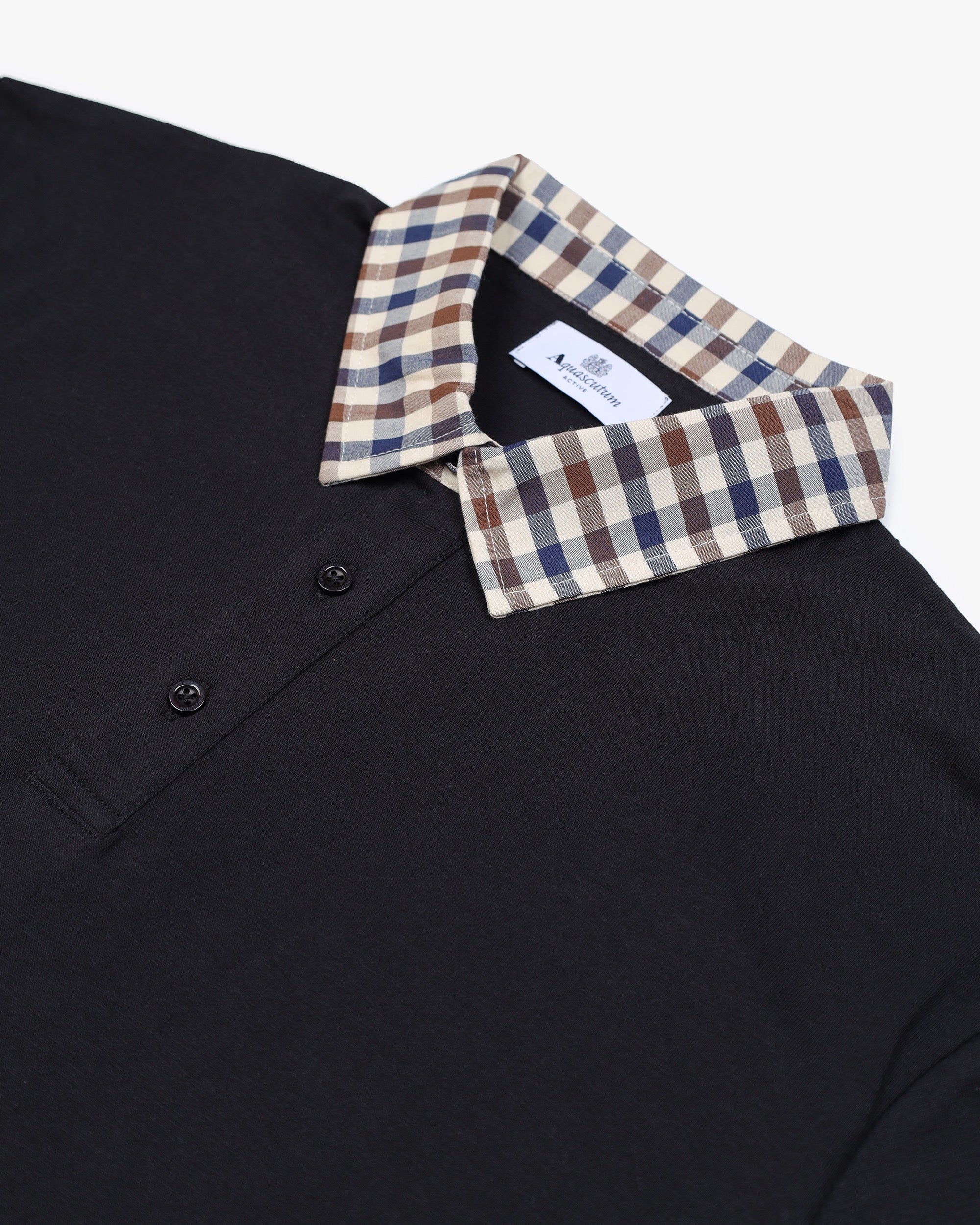Aquascutum LONGSLEEVE CLUB CHECK COLLAR POLO – Aquascutum Active