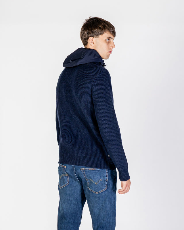 LAMBSWOOL HOODED FZ KNIT
