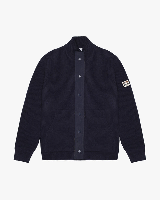 LAMBSWOOL MOCKNECK FZ KNIT