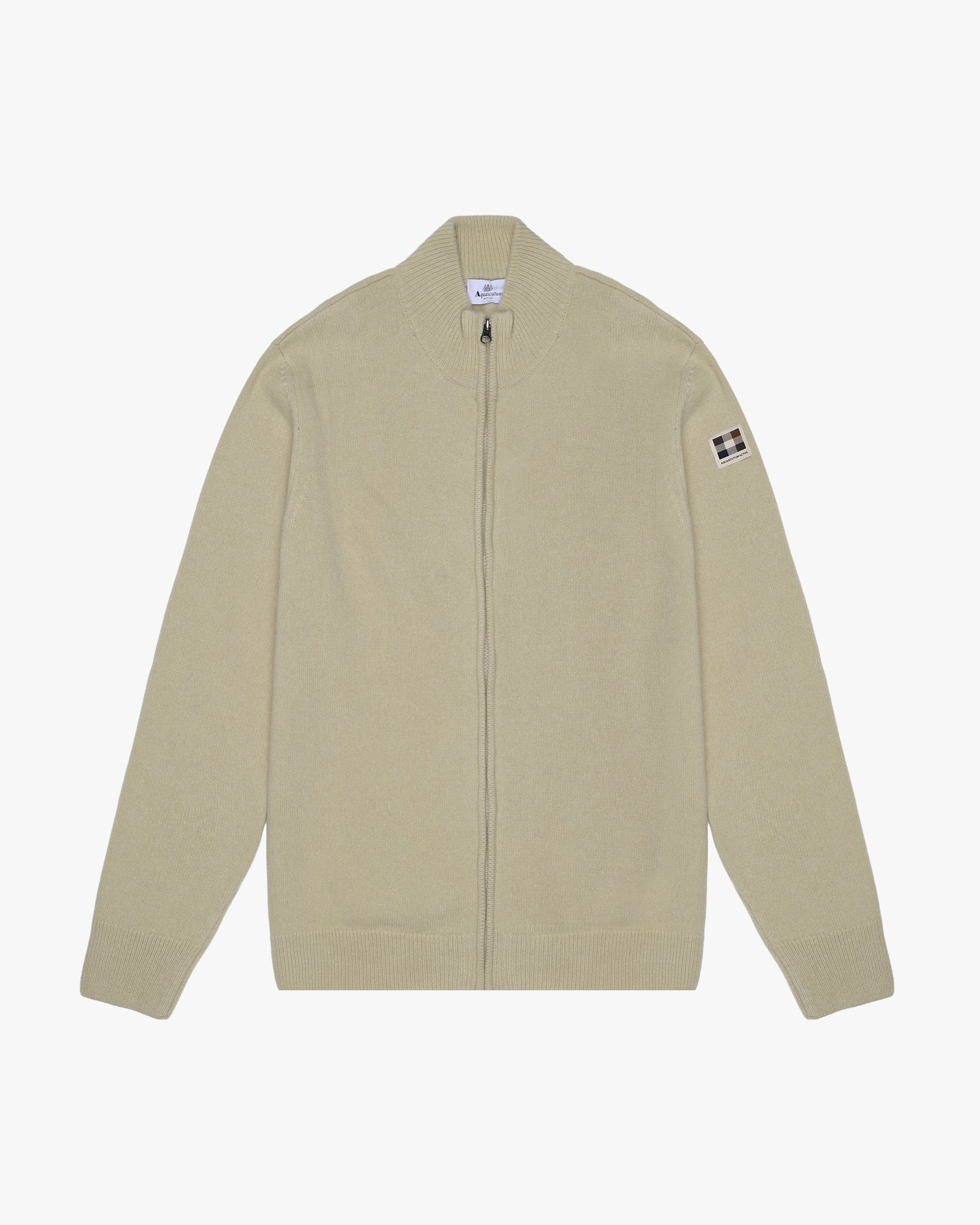 LAMBSWOOL FZ PATCH KNIT
