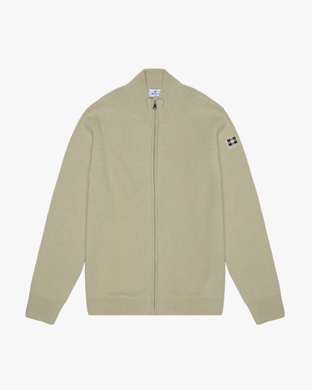LAMBSWOOL FZ PATCH KNIT