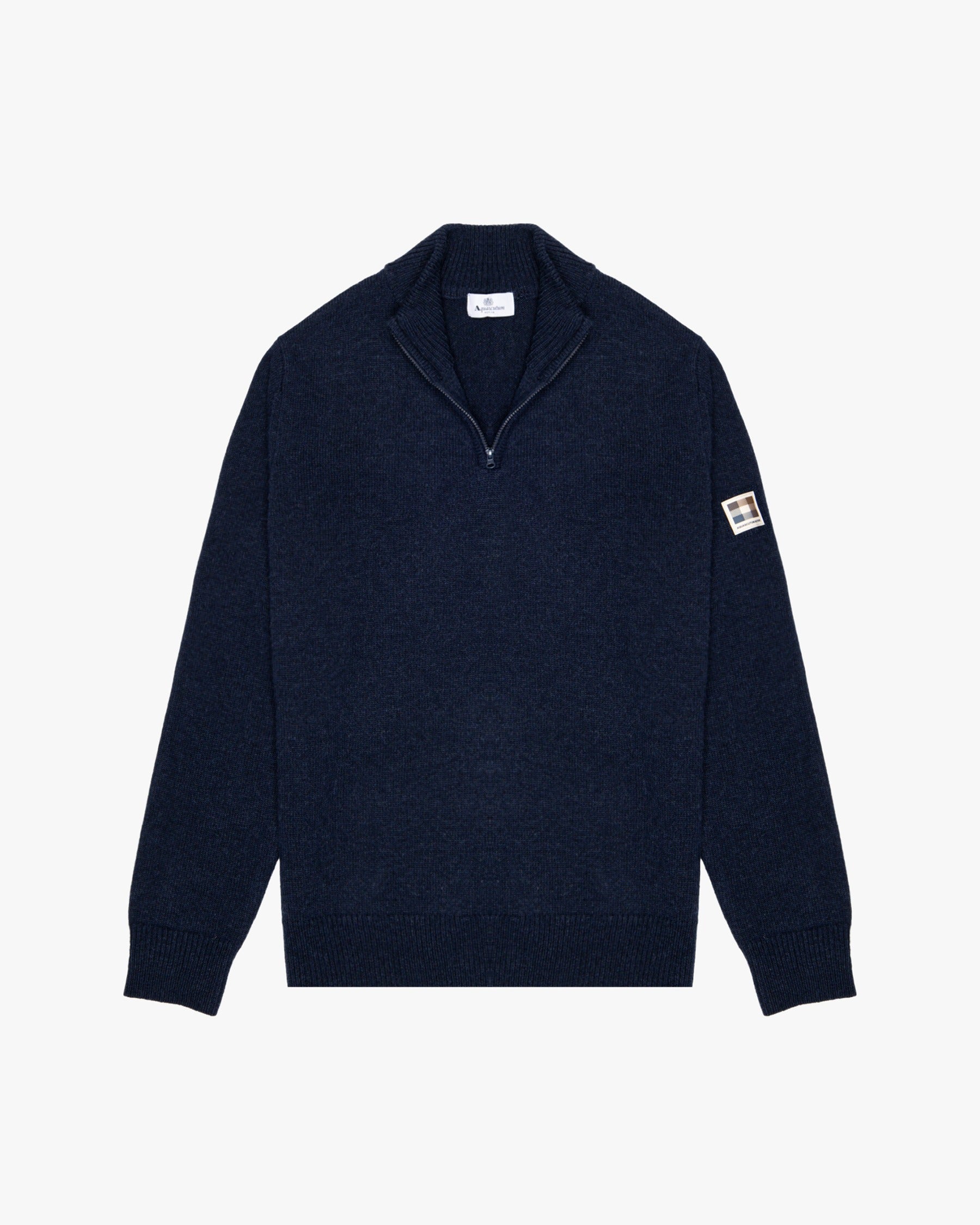 LAMBSWOOL 1/4 ZIPPED  KNIT