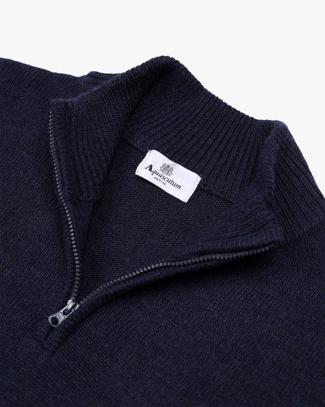 LAMBSWOOL 1/4 ZIPPED  KNIT