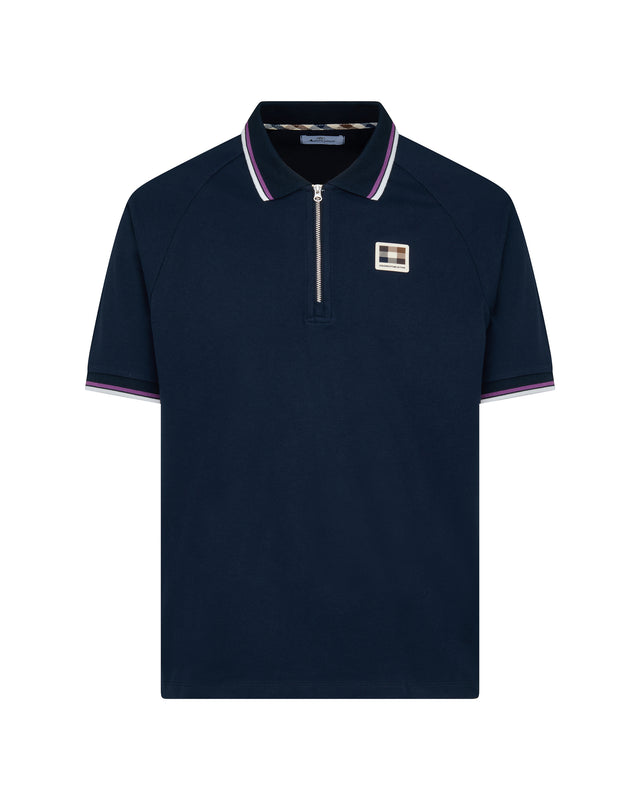 STRETCH PIQUET HALF ZIP POLO