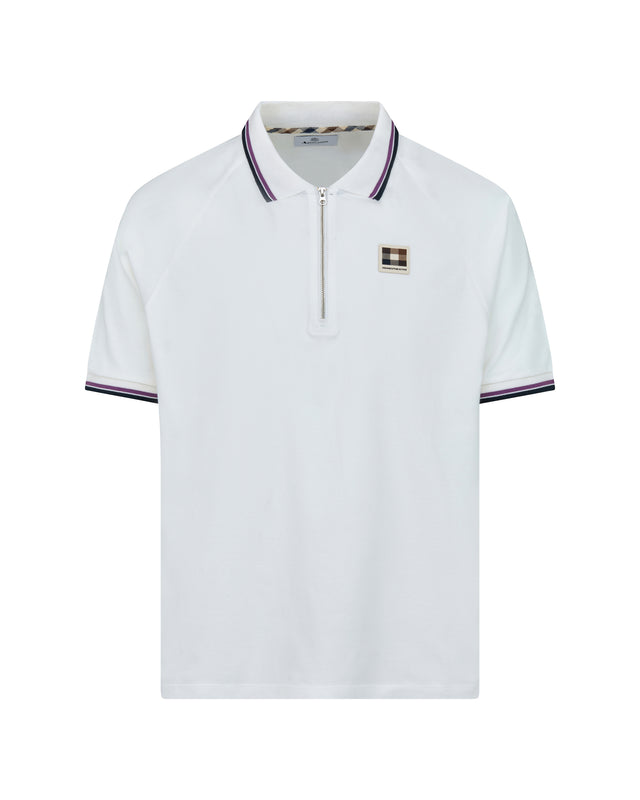 STRETCH PIQUET HALF ZIP POLO