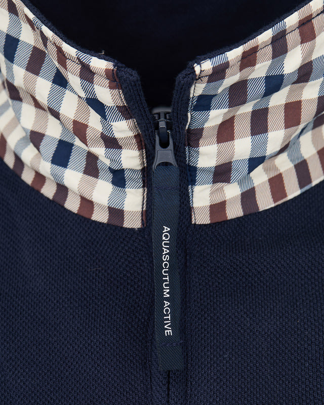 HEAVY PIQUET COLLAR ZIP POLO