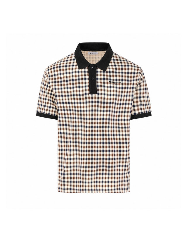 STRETCH PIQUET CHECK POLO