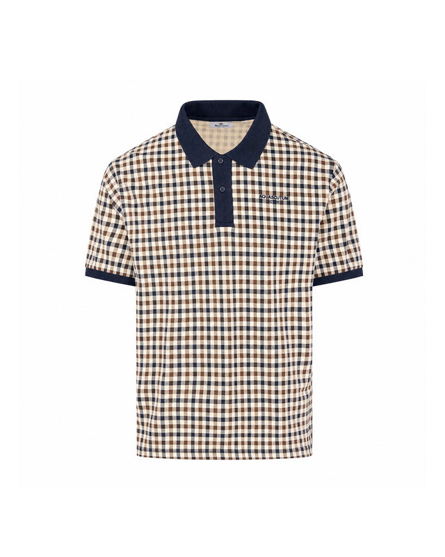 STRETCH PIQUET CHECK POLO