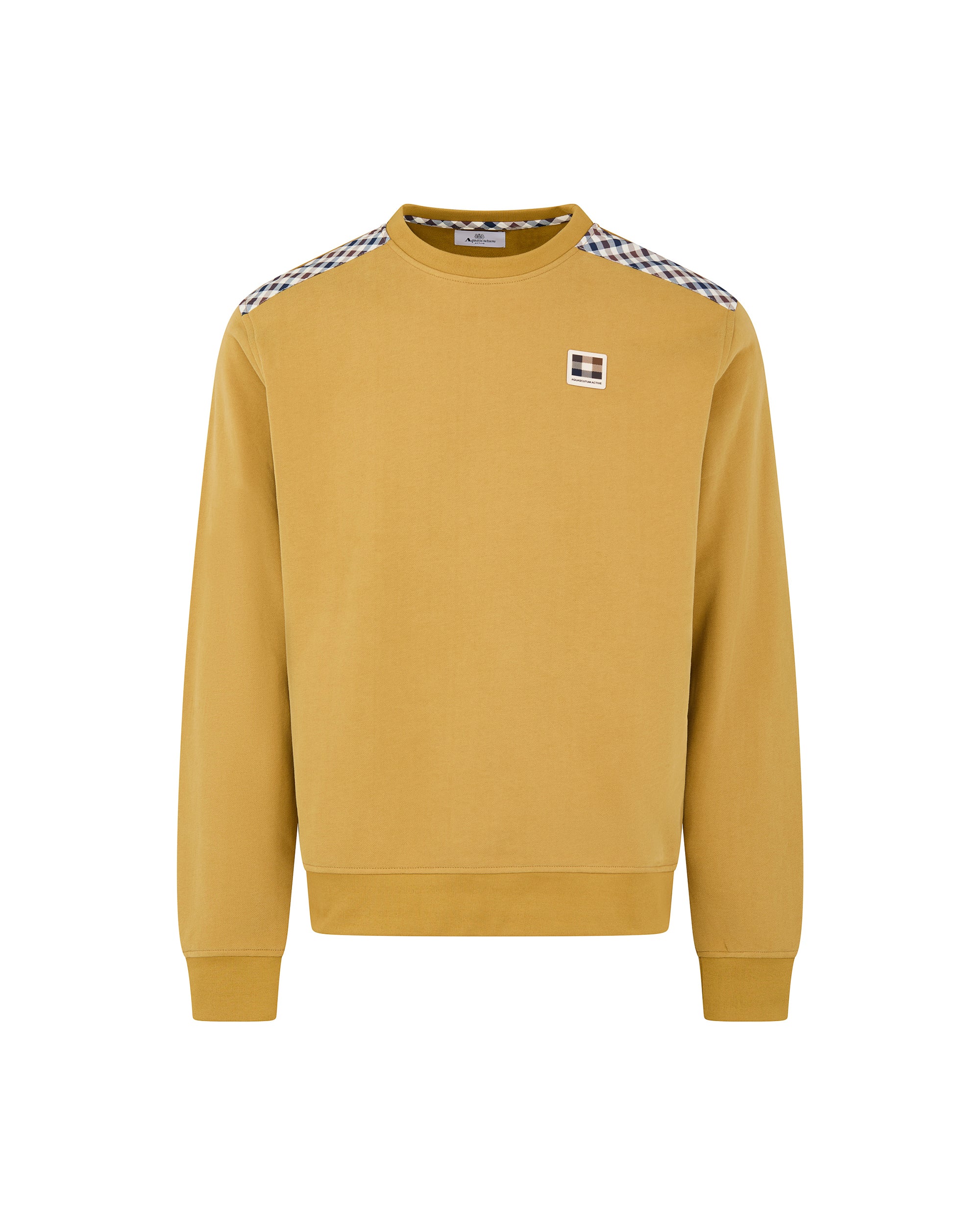 CHECK SHOULDER CREWNECK FLEECE