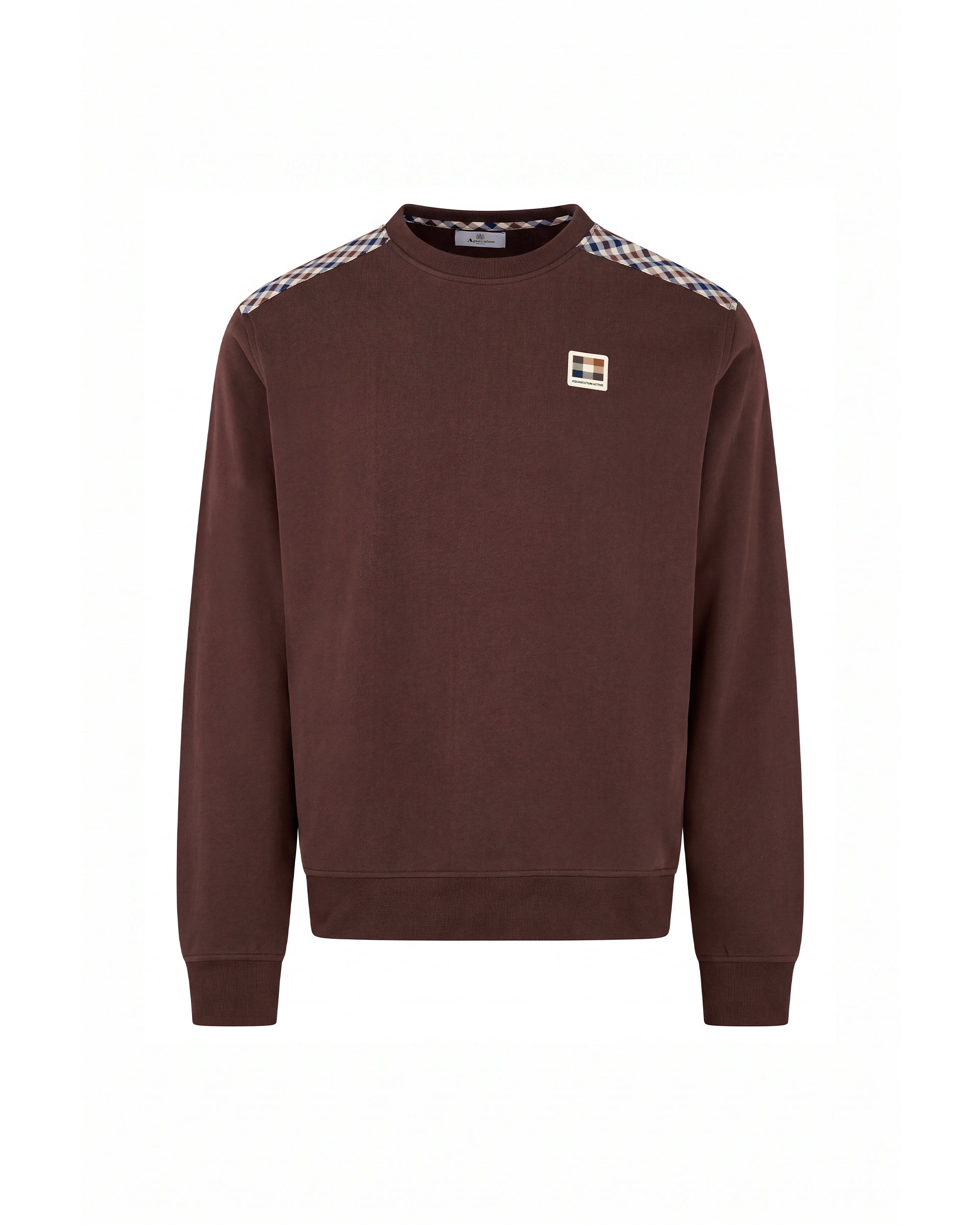 CHECK SHOULDER CREWNECK FLEECE