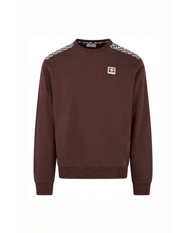 CHECK SHOULDER CREWNECK FLEECE