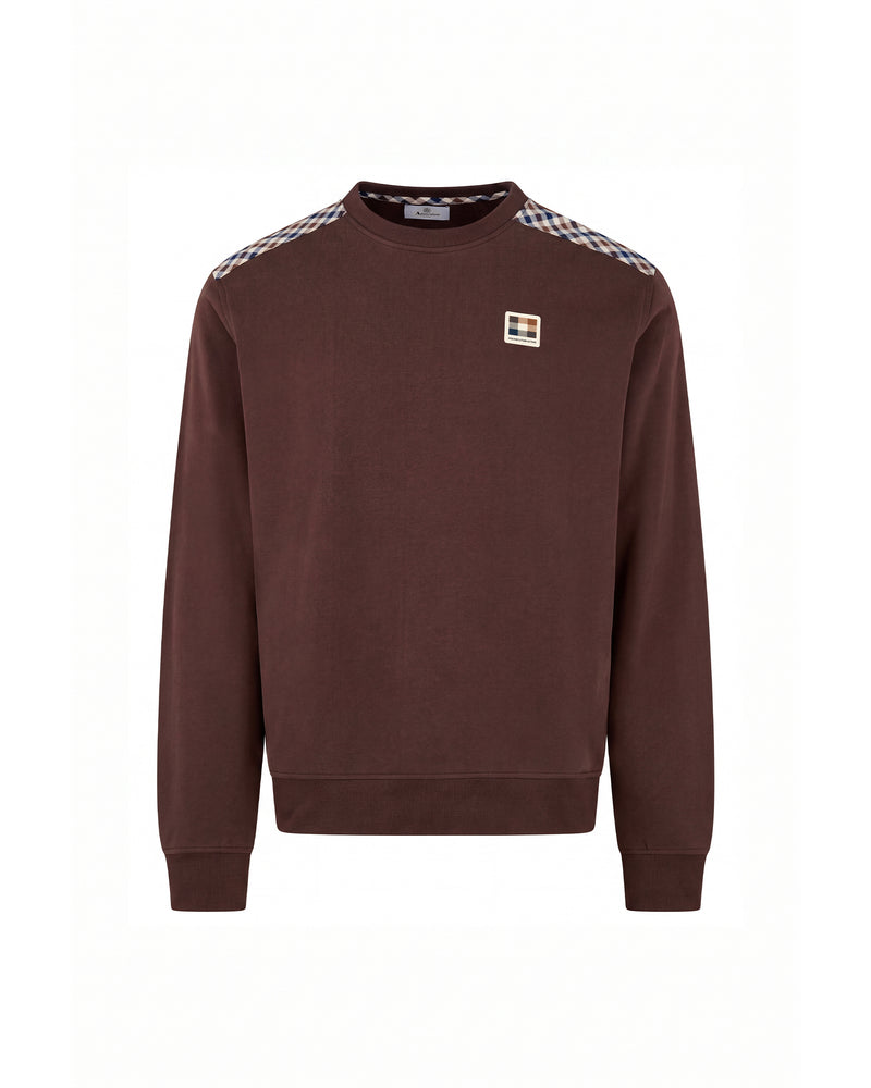 CHECK SHOULDER CREWNECK FLEECE
