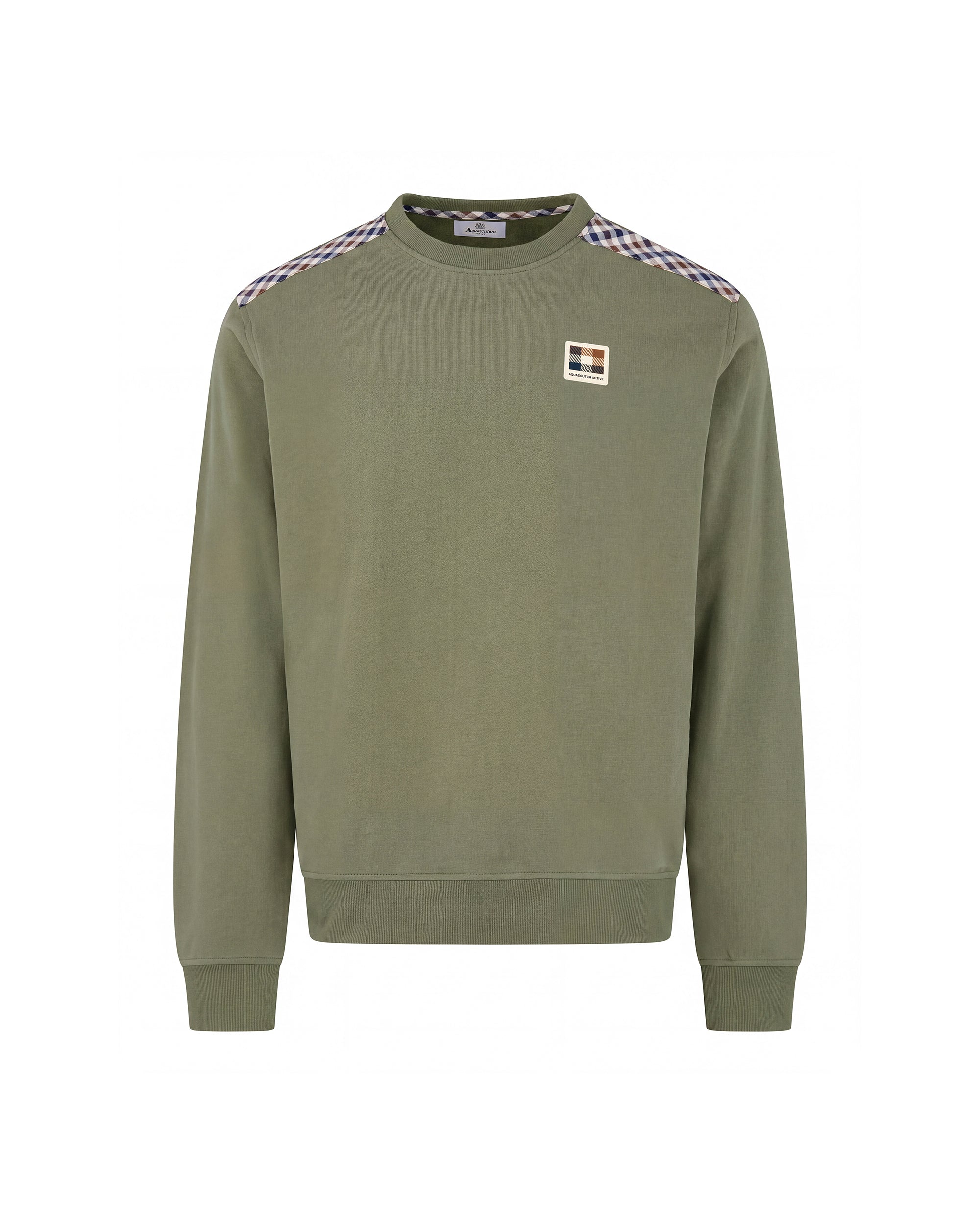 CHECK SHOULDER CREWNECK FLEECE