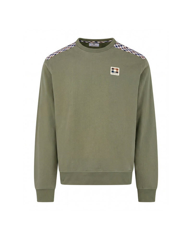 CHECK SHOULDER CREWNECK FLEECE