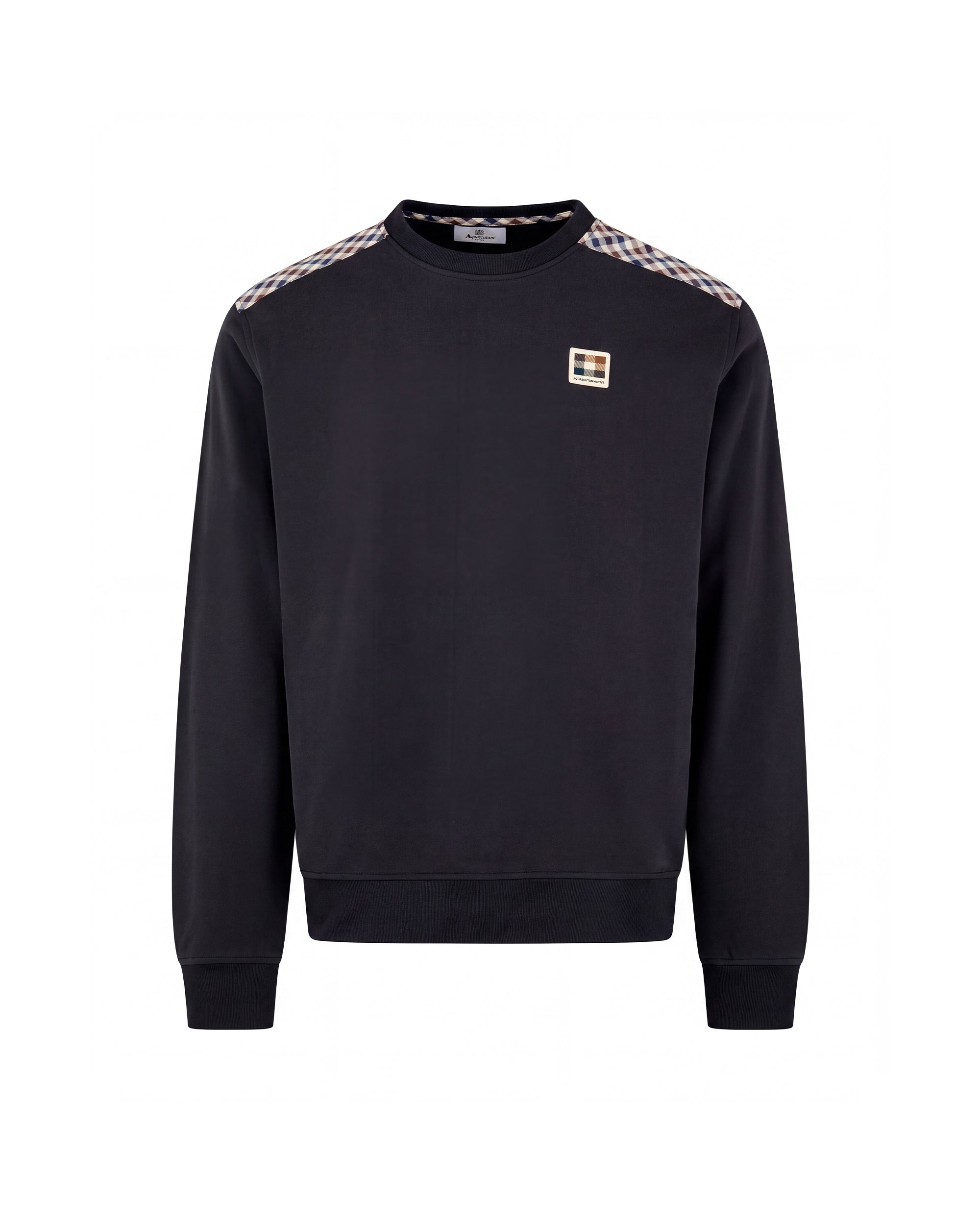 CHECK SHOULDER CREWNECK FLEECE