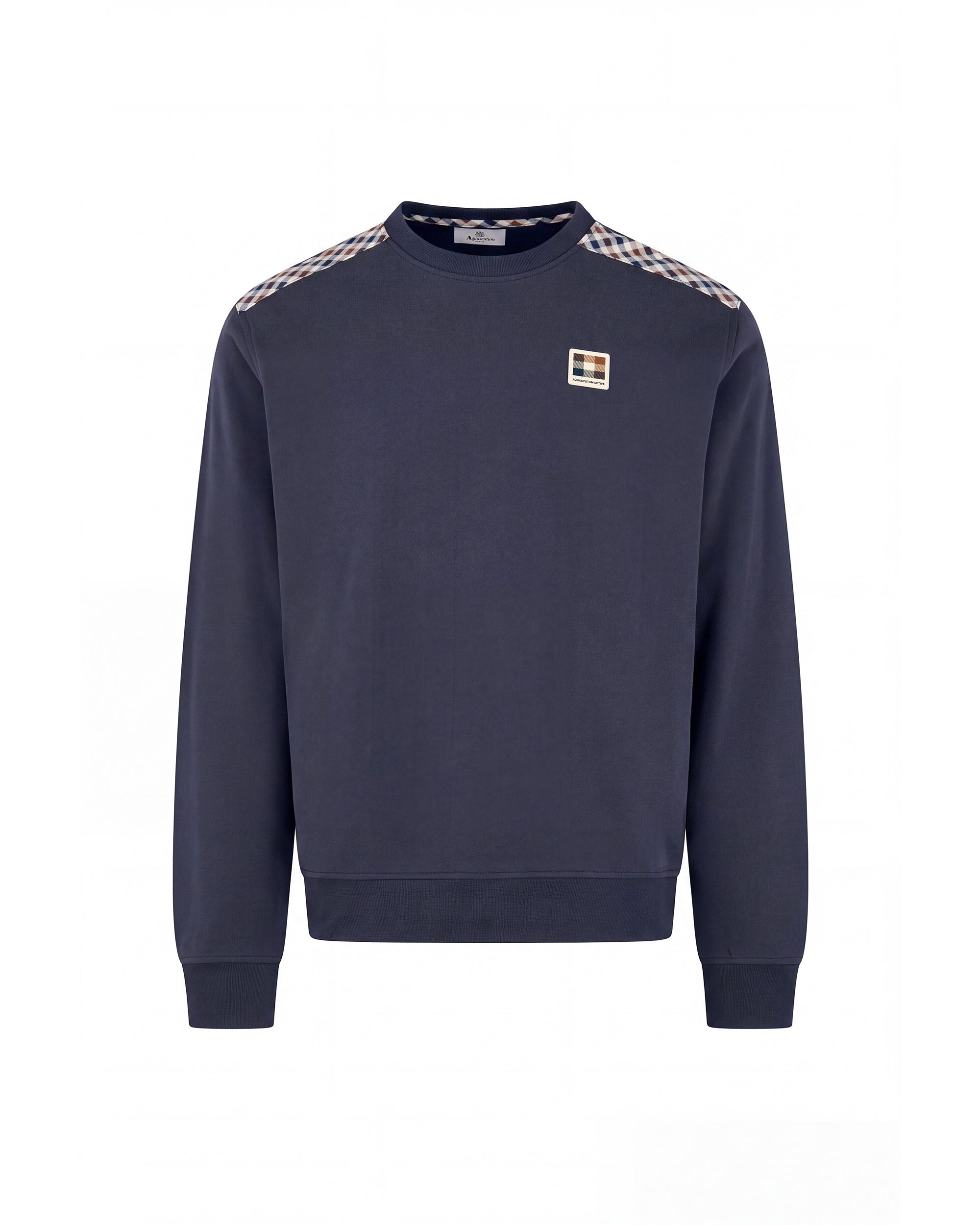 CHECK SHOULDER CREWNECK FLEECE