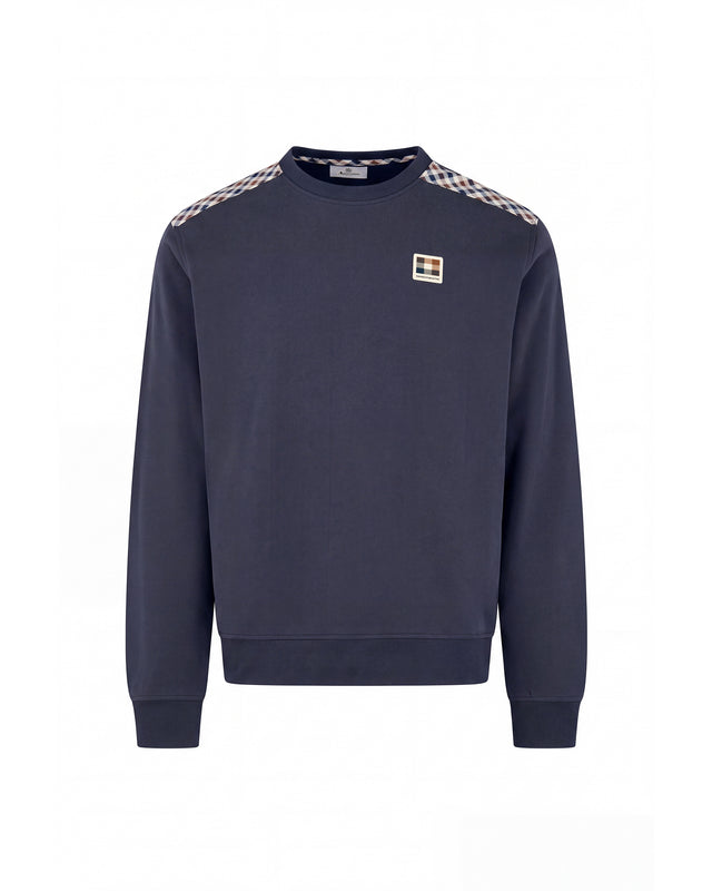 CHECK SHOULDER CREWNECK FLEECE