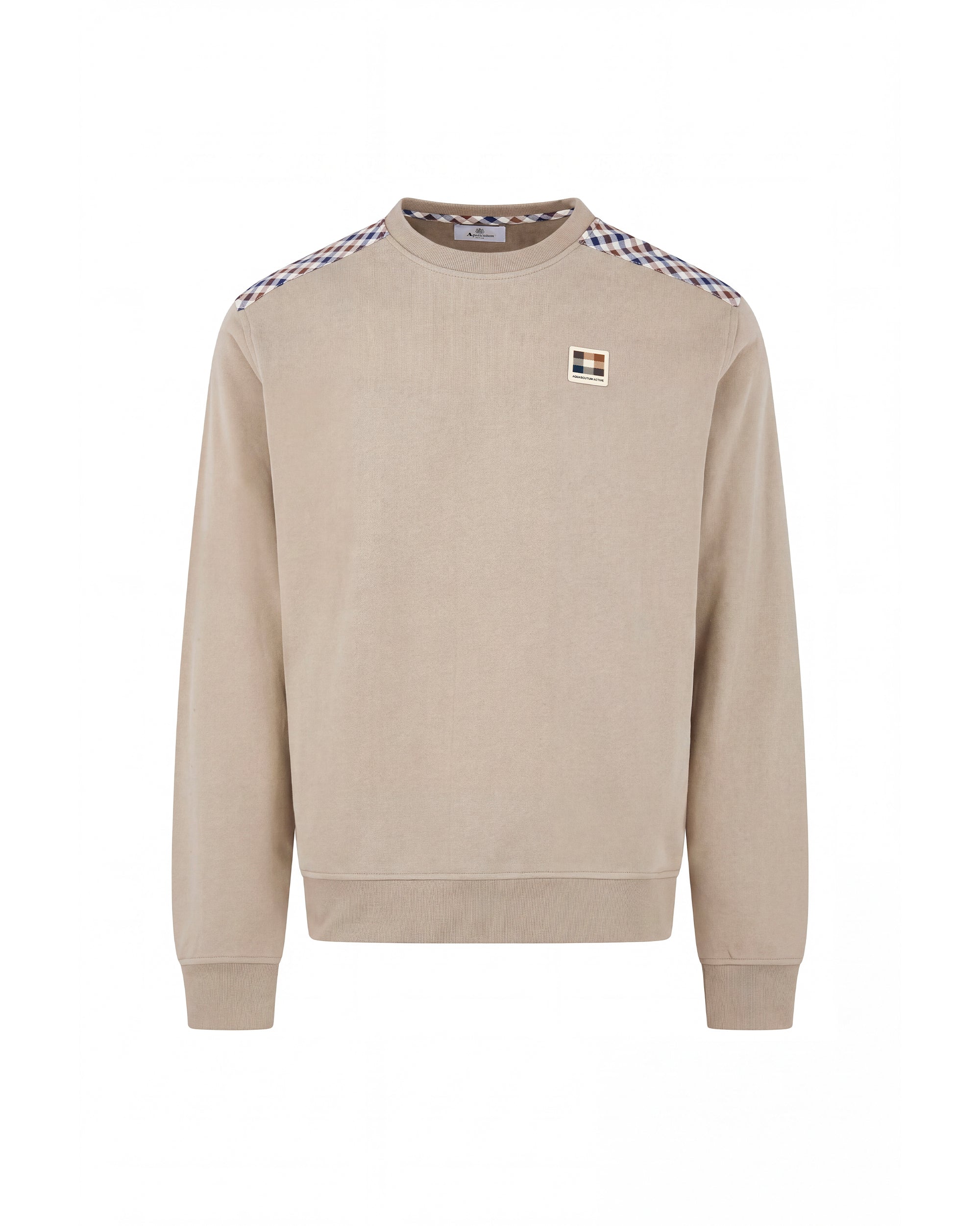 CHECK SHOULDER CREWNECK FLEECE