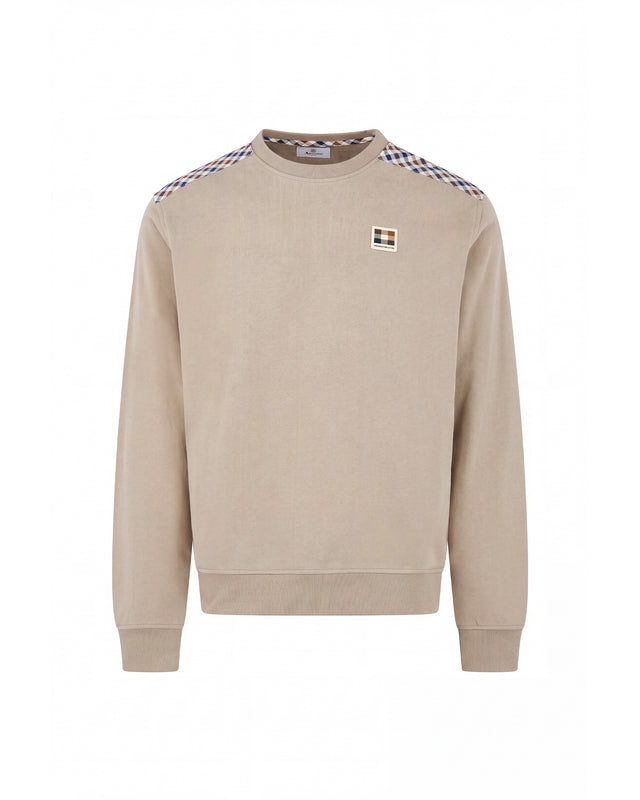 CHECK SHOULDER CREWNECK FLEECE