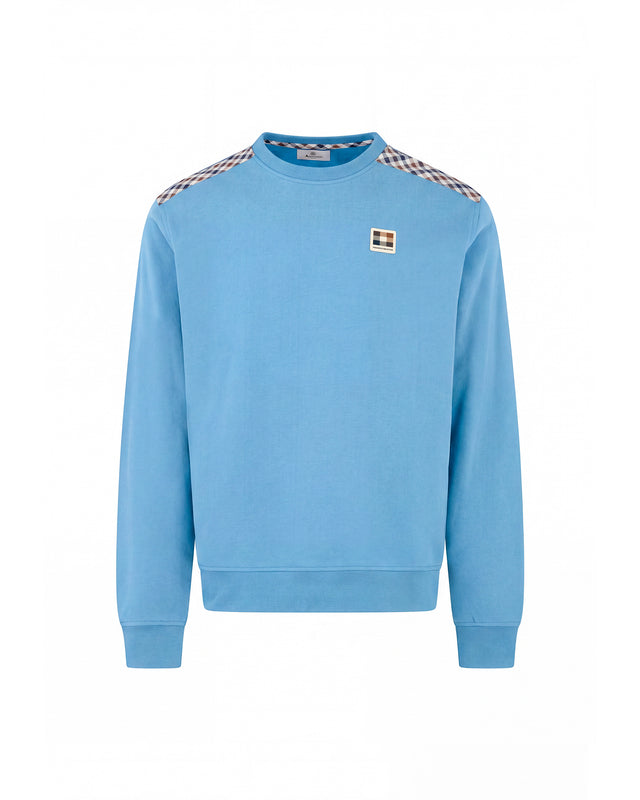 CHECK SHOULDER CREWNECK FLEECE