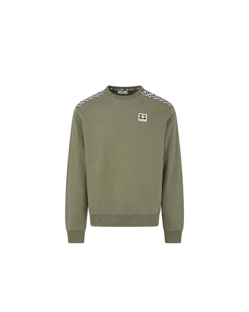 CHECK SHOULDER CREWNECK FLEECE