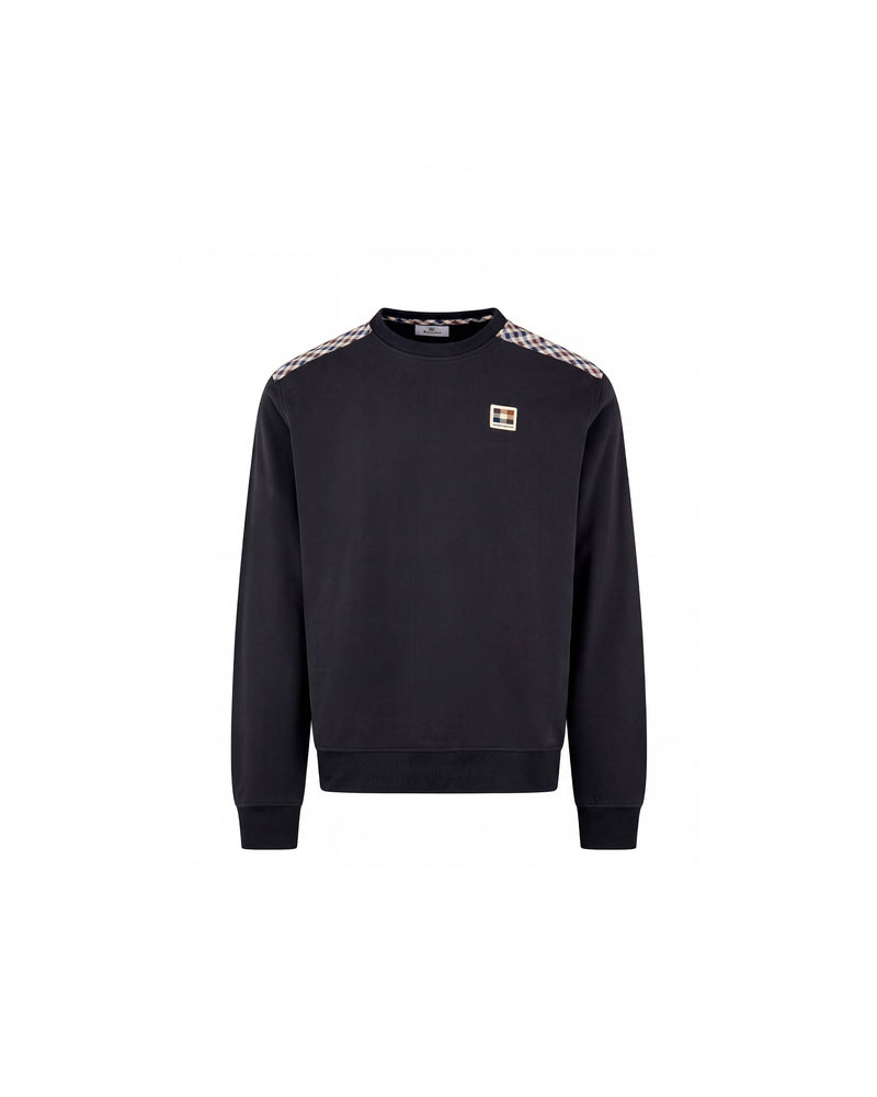 CHECK SHOULDER CREWNECK FLEECE