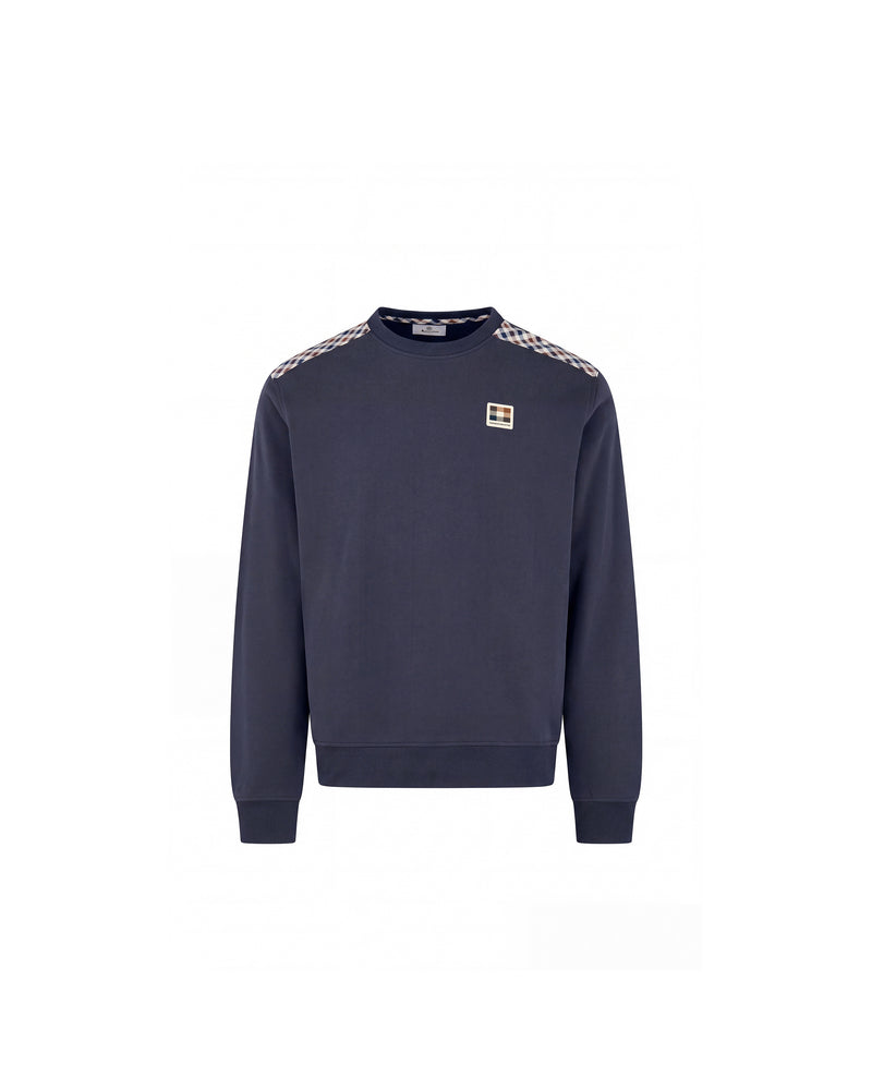 CHECK SHOULDER CREWNECK FLEECE