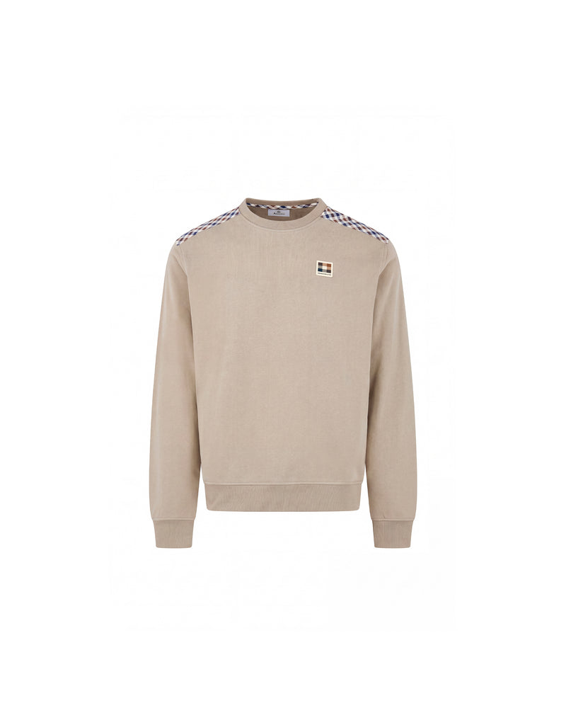 CHECK SHOULDER CREWNECK FLEECE