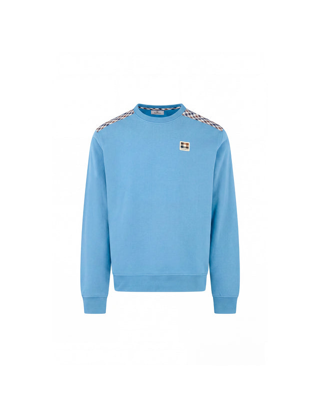 CHECK SHOULDER CREWNECK FLEECE