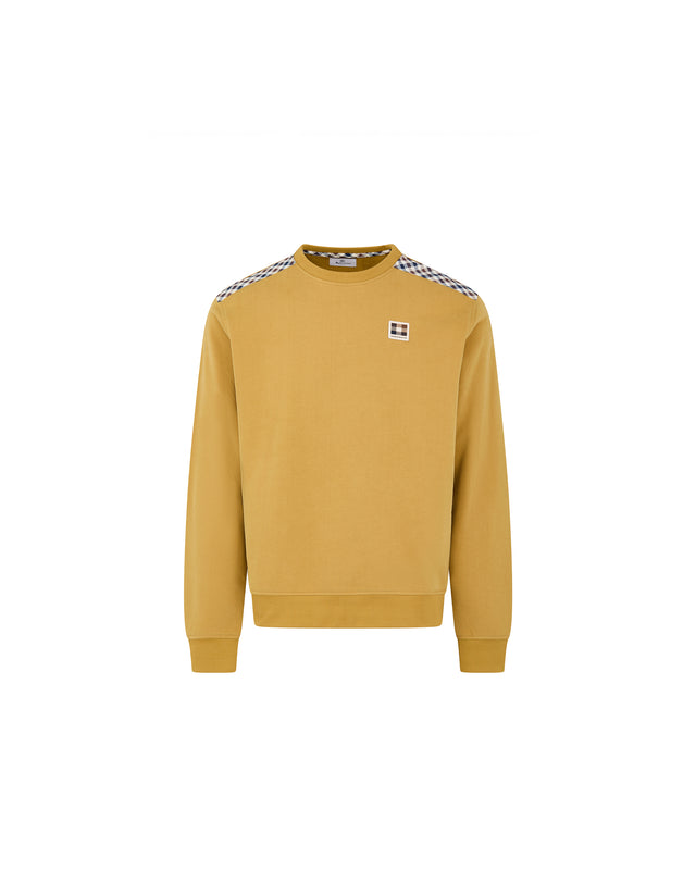 CHECK SHOULDER CREWNECK FLEECE