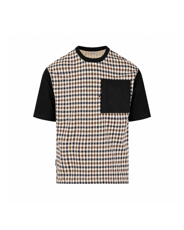 CHECK PANEL POCKET T-SHIRT